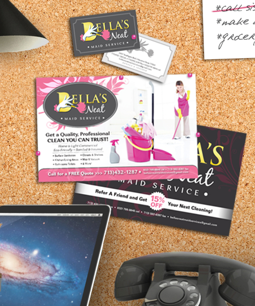 Bella’s Neat Maid Service<br>Logo Development, Business Cards, and Marketing Mailers